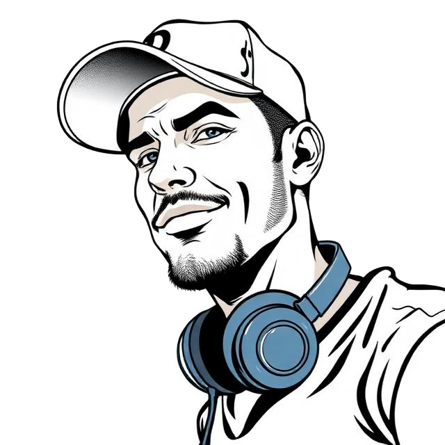 Cartoon portrait of N. Salvatore, Music Producer